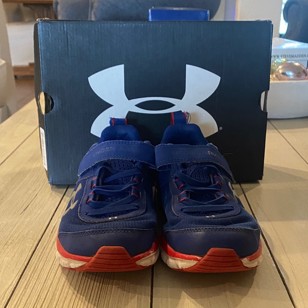 Under Armour Kids Blue Sneakers with Red Soles